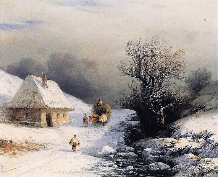 Ivan Aivazovsky Little Russian Ox Cart in Winter